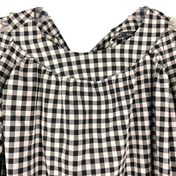 Zara Black White Gingham Baby Doll Dress Cold Shoulder Tie Back  XSmall - Picture 4 of 15